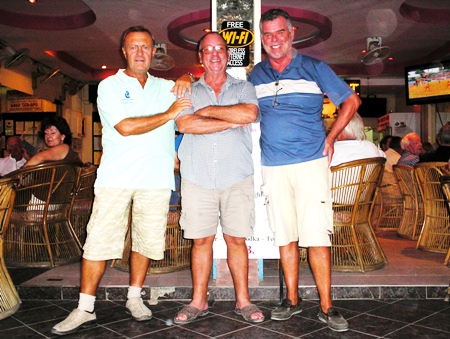 Division 2 winners at Bangpakong, Howard Stanley, Billy Hewitt and Dennis Scougal.